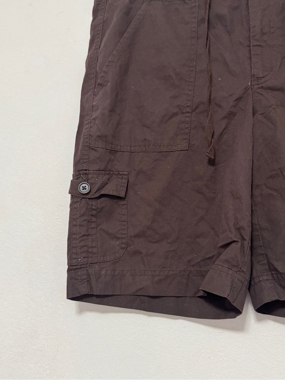 NEW Basic Editions Women’s Brown Cargo Shorts Elastic Drawstring Waist Cotton M - Picture 5 of 10